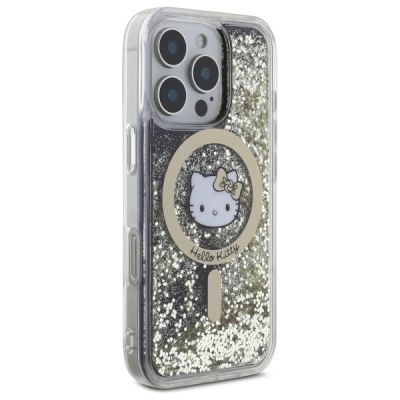 4. Etui Hello Kitty Liquid Glitter Fever MagSafe na iPhone 16 Pro Max - złote