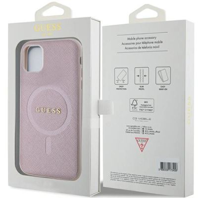 8. Etui Guess Saffiano MagSafe na iPhone 11 / Xr - różowe