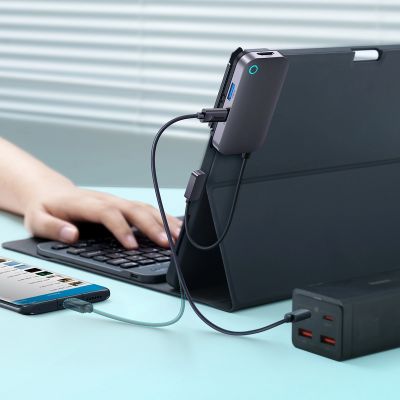 12. Uniwersalny HUB USB do tabletu / smartfona 6w1 USB-C Baseus PadJoy - ciemnoszary