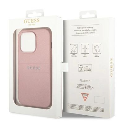 8. Etui Guess Saffiano Strap na iPhone 14 Pro Max - różowe
