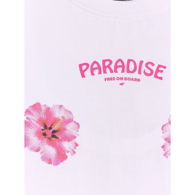 6. T-shirt loose z nadrukiem damski 4F 4FRSS26TTSHF3882-10S
