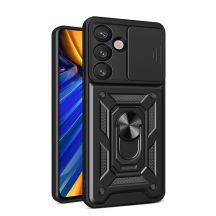 Pancerne etui Hybrid Armor Camshield z podstawką i osłoną aparatu na Oppo F29 5G - czarne