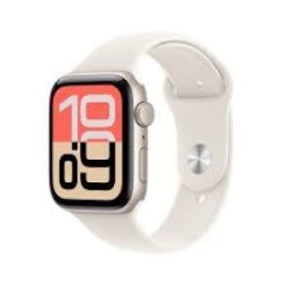 Apple Watch Series 11• GPS + Cellular 42mm  Złota tytanowa koperta z jasnoróżowym paskiem sportowym - M/L
