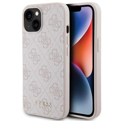 Etui Guess 4G Metal Gold Logo na iPhone 15 - różowe