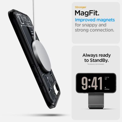 12. Etui Spigen Ultra Hybrid MagSafe na iPhone 16e / 17e Zero One - czarne