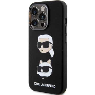 2. Etui Karl Lagerfeld Silicone Karl&Choupette Head na iPhone 15 Pro - czarne