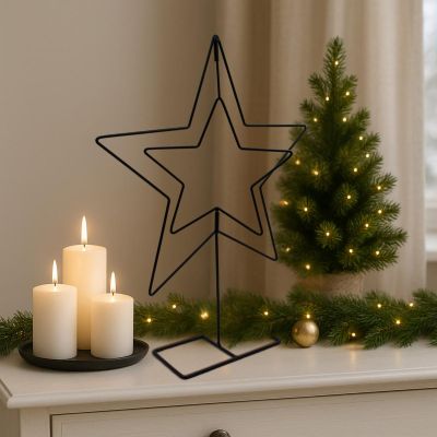 8. GWIAZDA DEKORACYJNA STOJAK METALOWA 50CM CZARNA MICA