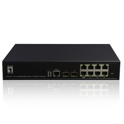 4. Zarządzalny przełącznik PoE+ LevelOne GB/L2 10-portowy 19" 180 W 1 Gb/s