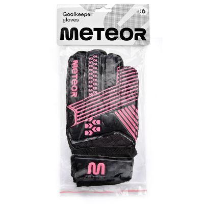 6. Rękawice bramkarskie Meteor Catch 9 czarny/różowy