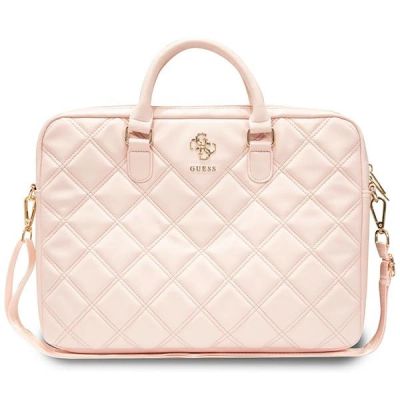 Torba Guess Quilted 4G na laptopa 16" - różowa