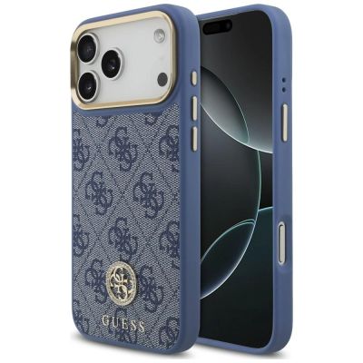 Etui Guess 4G Strass Logo MagSafe na iPhone 18 Pro Max / 17 Pro Max - niebieskie
