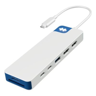 2. 9-portowa stacja dokująca Hyper HyperDrive Flex Dual 4K HDMI, biały/niebieski | HD4103BUGL | Ilość portów HDMI: 2