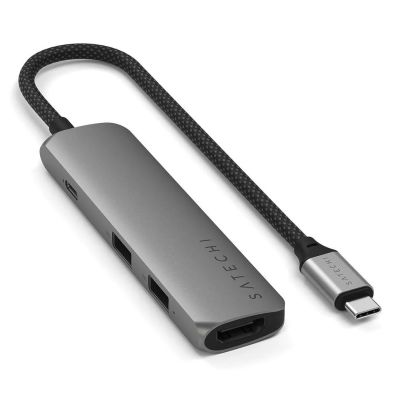 4. Aluminiowy adapter do urządzeń mobilnych USB-C Satechi 4-in-1 USB-C Slim Multiport Adapter 4K (space gray)