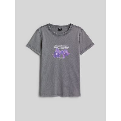 6. T-shirt regular z nadrukiem damski 4F 4FRSS26TTSHF4513-27S