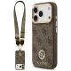 Etui Guess 4G Strass Logo & Big Strap Metal Buttons MagSafe na iPhone 17 Pro - brązowe