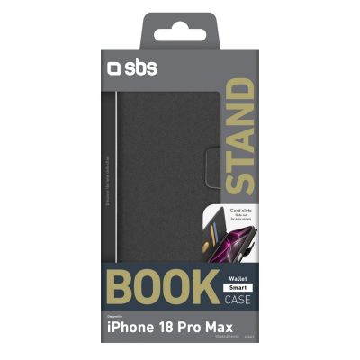 2. Etui SBS Wallet Smart na iPhone 18 Pro Max z portfelem i podstawką - czarne