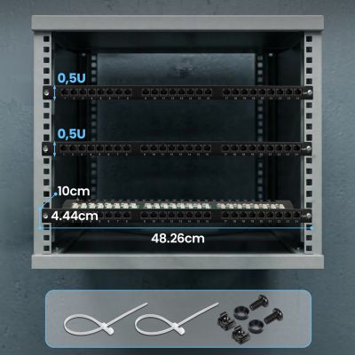 8. Patch panel Extralink EX.9663 (0.5U; kat. 6; 24xRJ-45)