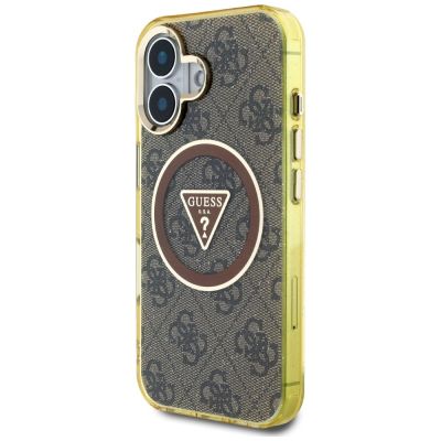 2. Etui Guess IML Metal Glitter 4G Circle Triangle MagSafe na iPhone 16 - brązowy