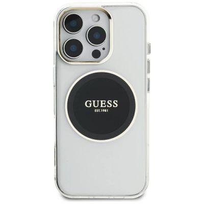3. Etui Guess IML Metal Colored Circle Classic Logo MagSafe na iPhone 16 Pro Max - czarne
