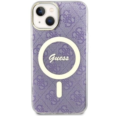3. Etui Guess 4G MagSafe na iPhone 14 Plus - purpurowe