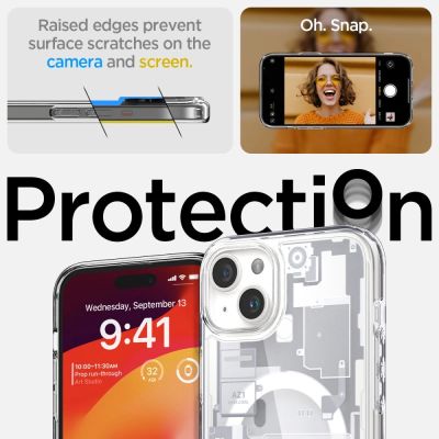 13. Etui Spigen Ultra Hybrid Mag z MagSafe na iPhone 15 Plus - białe (wzór Zero One)