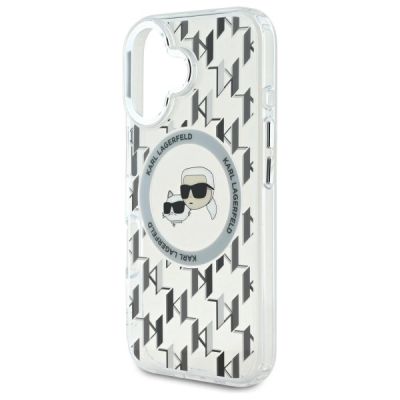 6. Etui Karl Lagerfeld IML Monogram Karl & Choupette Head MagSafe na iPhone 16 - przezroczyste