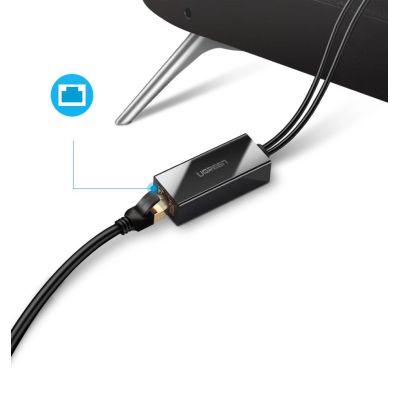 6. Karta sieciowa Ugreen 30985 zewnętrzna do Chromecast ze złączami micro USB / USB-A 100Mb/s 1m - czarna