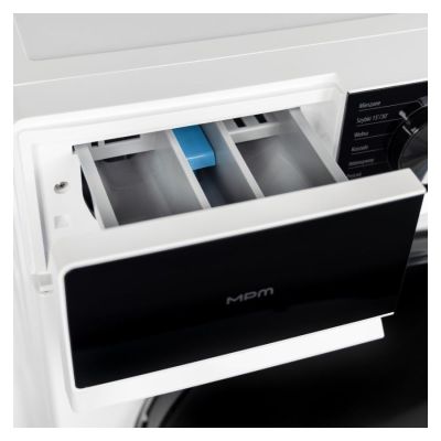 6. Pralka automatyczna MPM-5914-PT-51, poj. 9kg, szer 60cm, silnik inwenterowy, 15 programów głównych, biała z czarnymi elementam