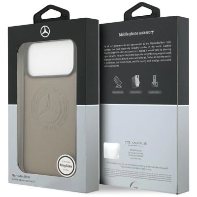 8. Etui Mercedes Leather Vintage Logo MagSafe na iPhone 17 Pro Max - beżowe