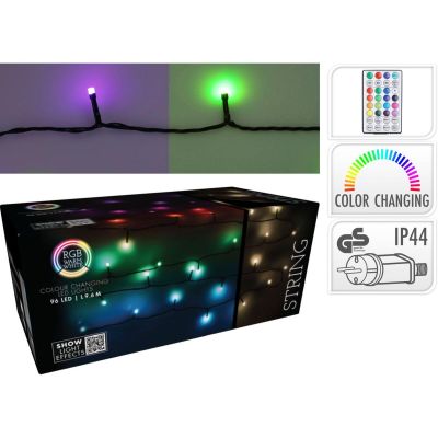 29. LAMPKI CHOINKOWE ŁAŃCUCH ŚWIETLNY 96 LED RGB Z PILOTEM
