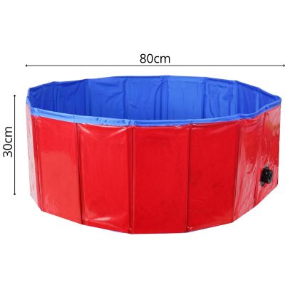9. BASEN OGRODOWY SKŁADANY DLA PSA 80X30CM CZERWONY MAXPRO