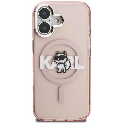 3. Etui Karl Lagerfeld IML Choupette Sketch Logo MagSafe na iPhone 16 - różowe