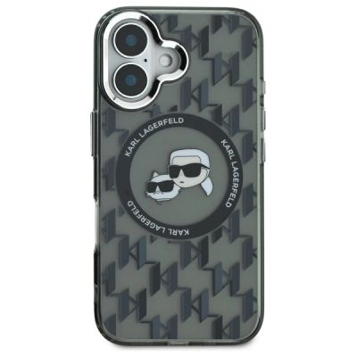 3. Etui Karl Lagerfeld IML Monogram Karl & Choupette Head MagSafe na iPhone 16 - czarne