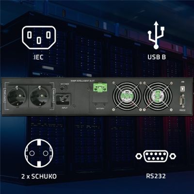 5. Zasilacz awaryjny UPS do RACK 2.4kVA, 2400W, Power Factor 1.0, LCD, EPO, USB, On-line