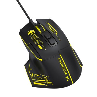 7. Mysz przewodowa Wozinsky WMGK-1181W gamingowa optyczna 7200 DPI z podświetleniem - czarno-żółta
