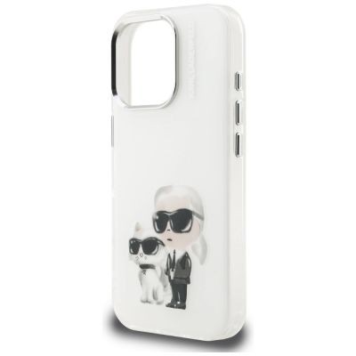 6. Etui Karl Lagerfeld IML Aquarelle Karl & Choupette & Logo na iPhone 16 Pro Max - białe