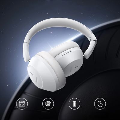 12. Słuchawki bezprzewodowe Baseus Bass 30 Max nauszne Bluetooth 5.3 - białe