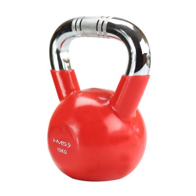 47. Kettlebell żeliwny uchwyt chrom radełkowany HMS KTC10 RED 