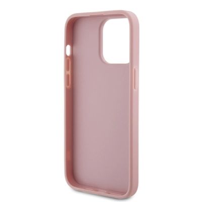 7. Etui Guess Glitter Script Big 4G do iPhone 15 Pro - różowe