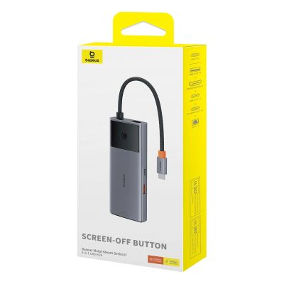 5. HUB USB 6w1 Baseus Metal Gleam Series II USB-A/USB-C/USB-C PD/HDMI/RJ45 - czarny