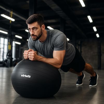 17. VIRTUFIT PIŁKA GIMNASTYCZNA ANTI-BURST PRO Z POMPKĄ SZARA 65 CM