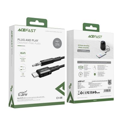 5. Acefast kabel audio USB Typ C - 3,5mm mini jack (męski) 1,2m, AUX czarny (C1-08 black)