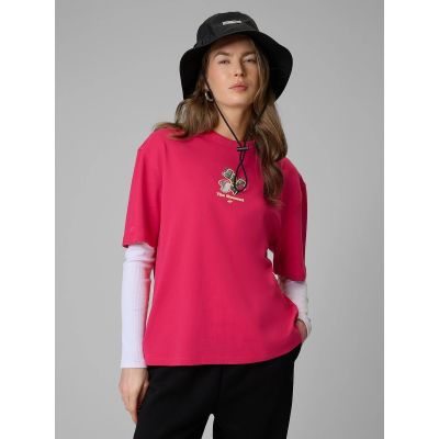 T-shirt loose z nadrukiem damski 4F 4FRSS26TTSHF3706-53S