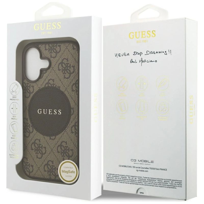 8. Etui Guess 4G Circle Classic Logo MagSafe na iPhone 17 - brązowe