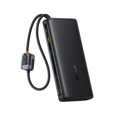 Powerbank Baseus EnerFill FC41 25000mAh 145W z wyświetlaczem cyfrowym i wbudowanym podwójnym kablem USB-C - czarny