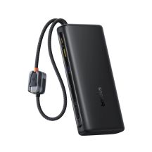 Powerbank Baseus EnerFill FC41 25000mAh 145W z wyświetlaczem cyfrowym i wbudowanym podwójnym kablem USB-C - czarny