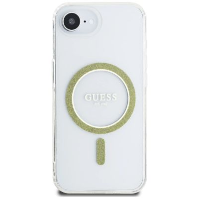 3. Etui Guess IML Glitter Circle MagSafe na iPhone 16e - przezroczyste