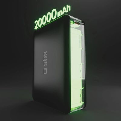 7. Powerbank SBS 20000mAh 65W PD AFC USB-C USB-A do laptopa, tabletu, smartfona - czarny