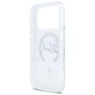 7. Etui Karl Lagerfeld Liquid Glitter Karl Script Logo MagSafe na iPhone 17 Pro - przezroczyste