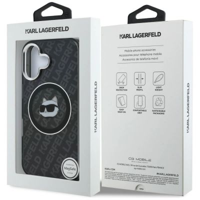 8. Etui Karl Lagerfeld IML Choupette Head Logo MagSafe na iPhone 16 - czarne